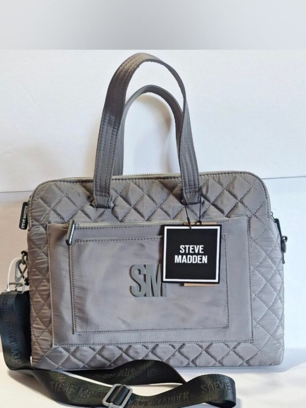 Steve Madden Quilted Gray Laptop Bag